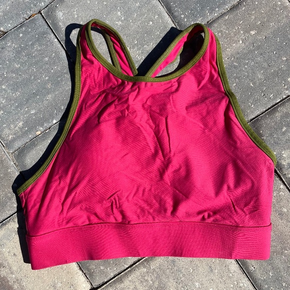 Fabletics Siena High-Impact Padded Sports Bra Pink and Green Size Medium - Picture 4 of 8